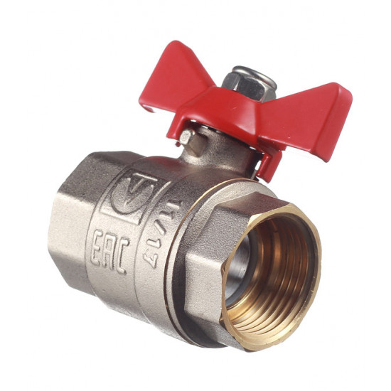 Кран шаровой латунный VALTEC Base (VT.217.N.06) 1 ВР(г) х 1 ВР(г) бабочка прямой