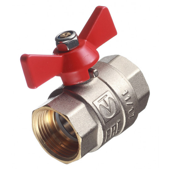 Кран шаровой латунный VALTEC Base (VT.217.N.06) 1 ВР(г) х 1 ВР(г) бабочка прямой