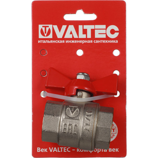 Кран шаровой латунный VALTEC Base (VT.217.N.06) 1 ВР(г) х 1 ВР(г) бабочка прямой