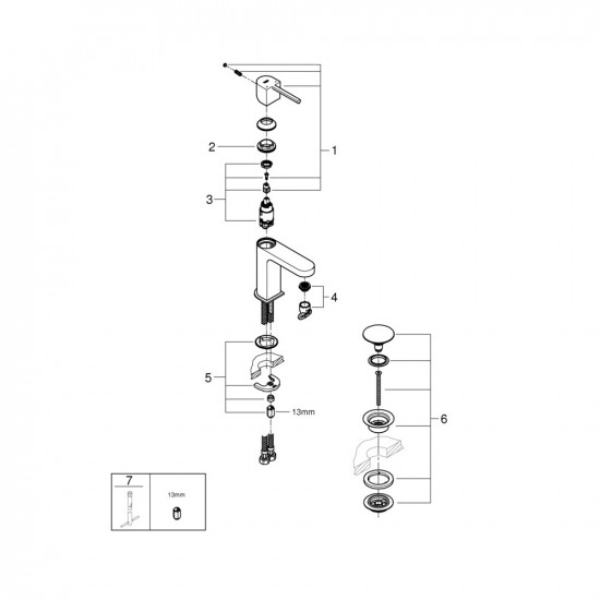 Смеситель для раковины GROHE Plus 33163003 S-Size однорычажный