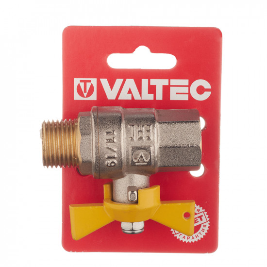 Кран шаровой газовый VALTEC (VT.278.N.04) 1/2 ВР(г) х 1/2 НР(ш) бабочка