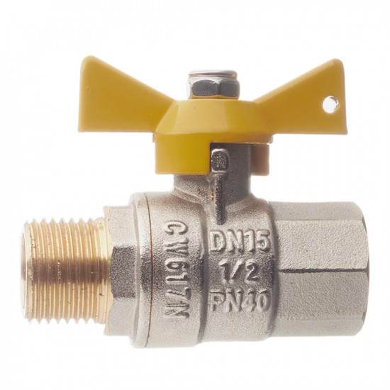 Кран шаровой газовый VALTEC (VT.278.N.04) 1/2 ВР(г) х 1/2 НР(ш) бабочка