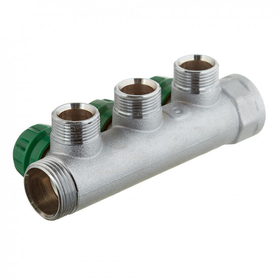 Коллектор Stout (SMB-6850-013403) 1 ВР(г) х 3 выхода 3/4(ЕК) х 1 НР(ш) регулирующий