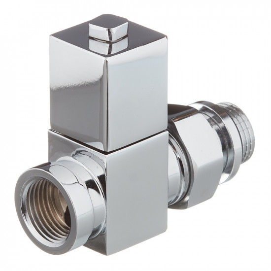 Клапан (вентиль) регулирующий ручной прямой Royal Thermo CUBE (RTE 50.026) 1/2 НР(ш) х 1/2 ВР(г) для радиатора хром