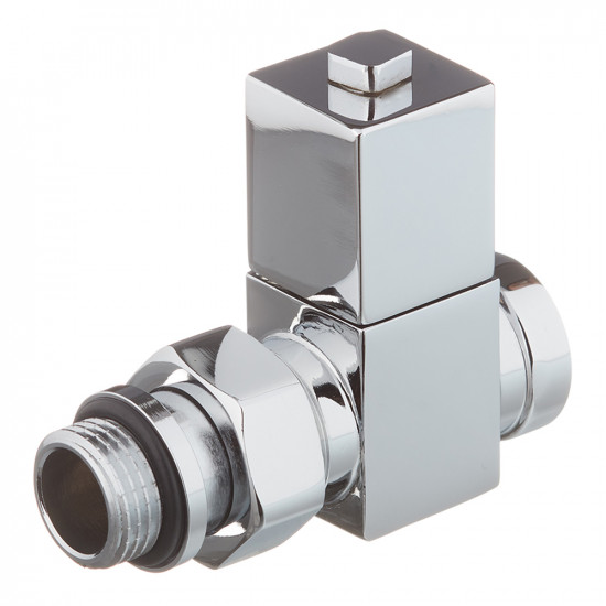 Клапан (вентиль) регулирующий ручной прямой Royal Thermo CUBE (RTE 50.026) 1/2 НР(ш) х 1/2 ВР(г) для радиатора хром