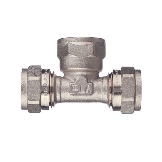 Тройник VALTEC (VTm.332.N.160416) 16 обж(ц) х 1/2 ВР(г) х 16 обж(ц)