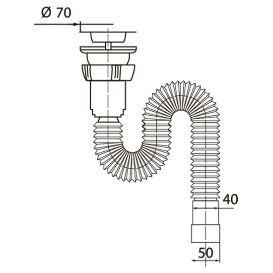 Сифон для мойки WIRQUIN 30717985 1 1/2"х40/50 с выпуском D 70 мм L 1200 мм
