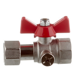 Кран шаровой латунный VALTEC (VT.807.N.0404) 1/2 ВР(г) х 1/2 ВР(г) для подключения манометра проходной бабочка прямой