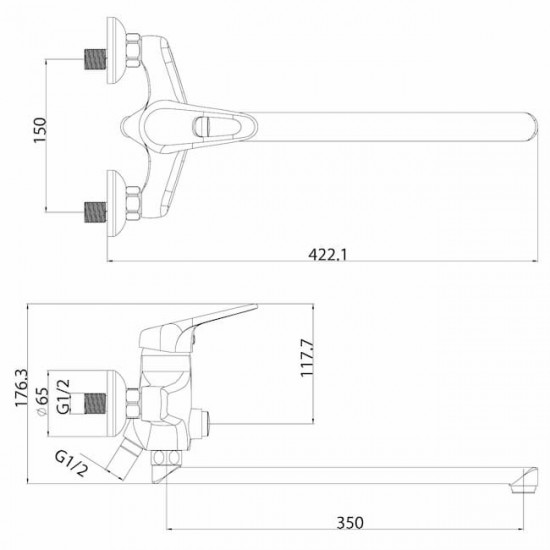 Смеситель Lemark Luna универсальный  кнопочный дивертор, хром LM4157C