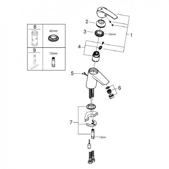 Смеситель для раковины Grohe Start New 32277001 S-Size однорычажный