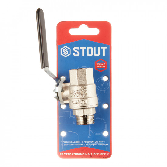 Кран шаровой латунный Stout (SVB-0003-000015) 1/2 ВР(г) х 1/2 НР(ш) ручка прямой