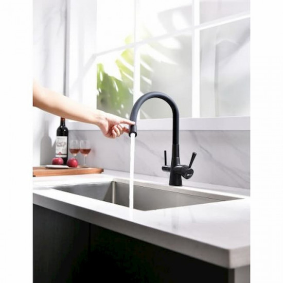 Смеситель гибкий для кухонной мойки LEMARK Comfort с подключением к фильтру LLM3075BL черный