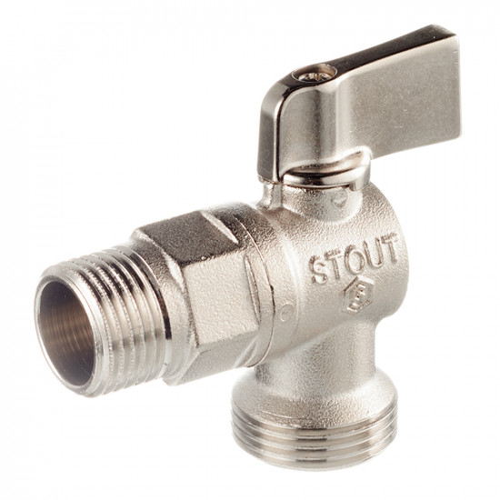 Кран шаровой латунный Stout (SVB-0059-001234) 3/4 НР(ш) х 1/2 НР(ш) к бытовой технике мини угловой