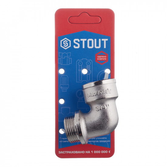 Угол Stout (SFT-0016-000034) 3/4 ВР(г) х 3/4 НР(ш) с упором никелированный