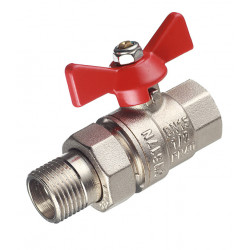 Кран шаровой латунный VALTEC Base (VT.227.N.04) 1/2 ВР(г) х 1/2 НР(ш) бабочка с полусгоном прямой