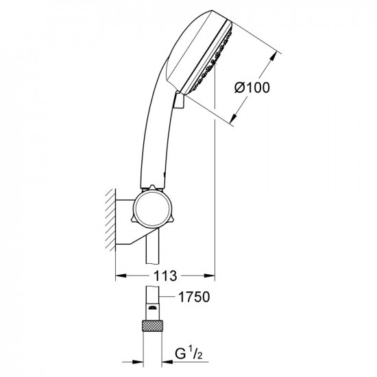 Душевой комплект GROHE New Tempesta Cosmopolitan 100 27584002 с душевой лейкой D100 мм 3F держателем и шлангом 1750 мм