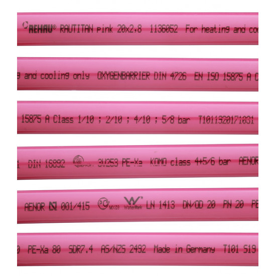Труба из сшитого полиэтилена PE-Xa Rehau Rautitan Pink (11360521120) 20х2,8 мм PN10