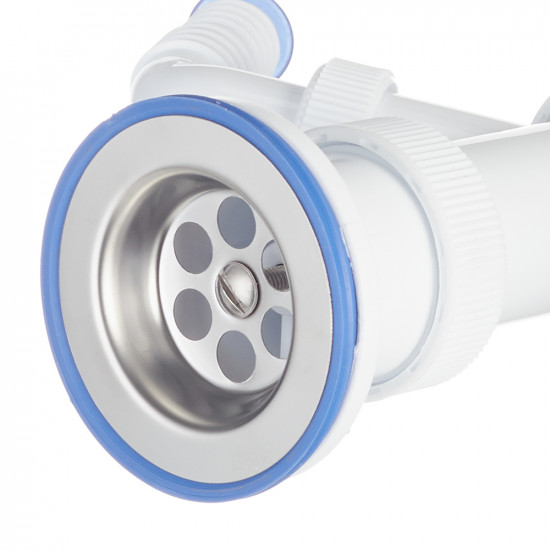 Сифон для мойки и раковины VIRPLAST by WIRQUIN 30980698 1 1/2"х40 прямоточный с выпуском D 70 мм и гибк