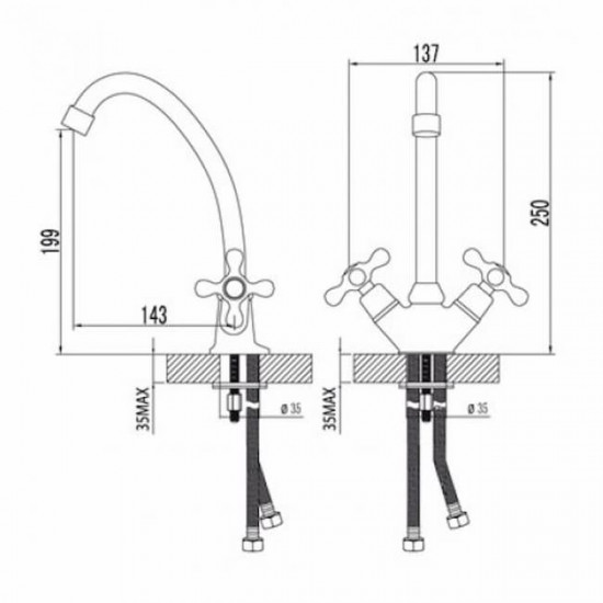 Смеситель для кухни с поворотным изливом STANDARD LM2104C