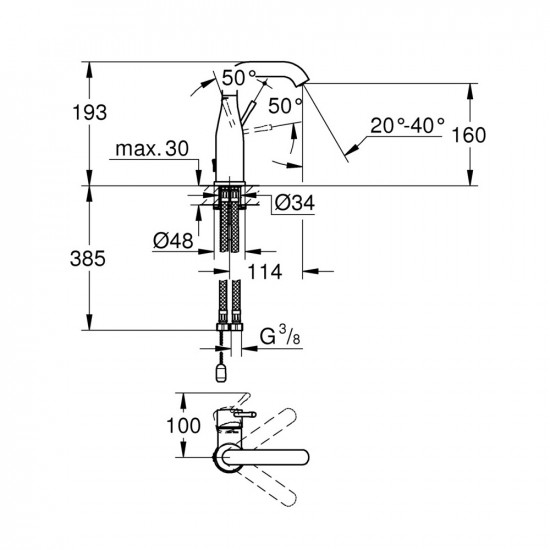 Смеситель для раковины GROHE Essence 23480001 M-Size однорычажный