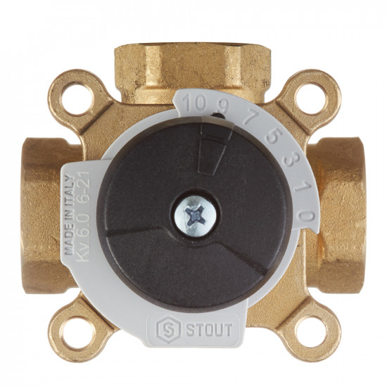 Клапан смесительный 3-х ходовой Stout (SVM-0003-012002) 3/4 ВР(г) под электропривод KVs 6
