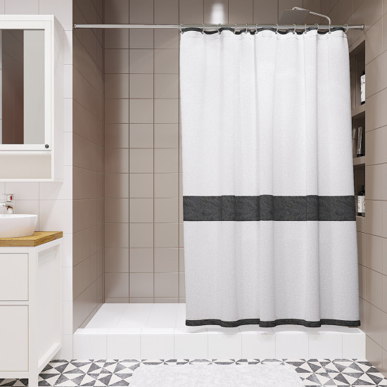 Штора для ванной Fora Stone Black 1800х1800 мм полиэстер белая/черная (FOR-STN204BL)