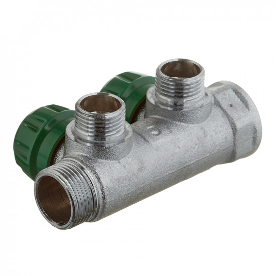 Коллектор Stout (SMB-6850-341202) 3/4 ВР(г) х 2 выхода 1/2 НР(ш) х 3/4 НР(ш) регулирующий