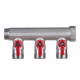 Коллектор Henco (VB050503-ROOD) 3/4 ВР(г) х 3 выхода 3/4 НР(ш) ЕК х 3/4 НР(ш) с шаровыми кранами