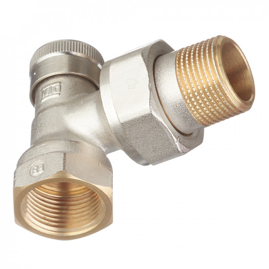 Клапан запорный угловой Danfoss RLV-20 (003L0145) 3/4 НР(ш) х 3/4 ВР(г) для радиатора никелированный