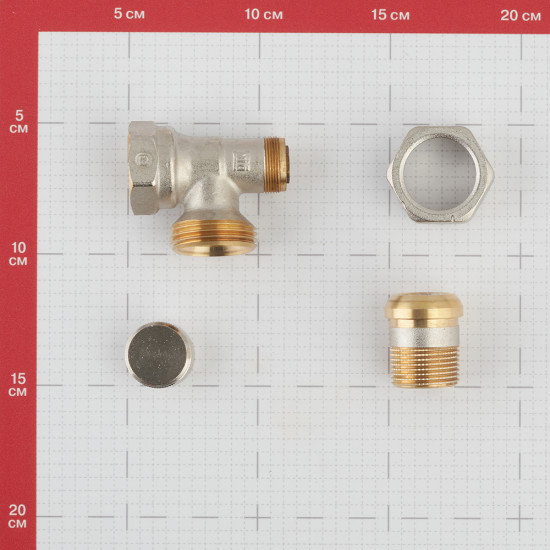 Клапан запорный угловой Danfoss RLV-20 (003L0145) 3/4 НР(ш) х 3/4 ВР(г) для радиатора никелированный