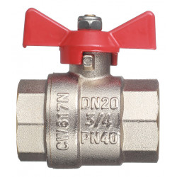 Кран шаровой латунный VALTEC Base (VT.217.N.05) 3/4 ВР(г) х 3/4 ВР(г) бабочка прямой