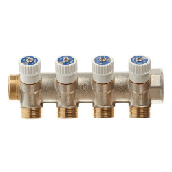 Коллектор Stout (SMB 6851 013404) 1 ВР(г) х 4 выхода 3/4 НР(ш) ЕК х 1 НР(ш) регулируeмый