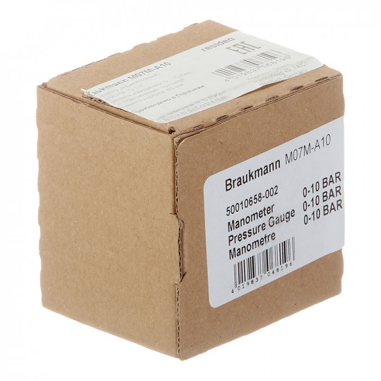 Манометр Braukmann 1/4 НР(ш) аксиальный 10 бар d63 мм для редуктора D06F и фильтра FK06