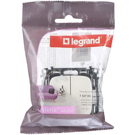 Выключатель Legrand Valena Allure 752705 двухклавишный скрытая установка белый